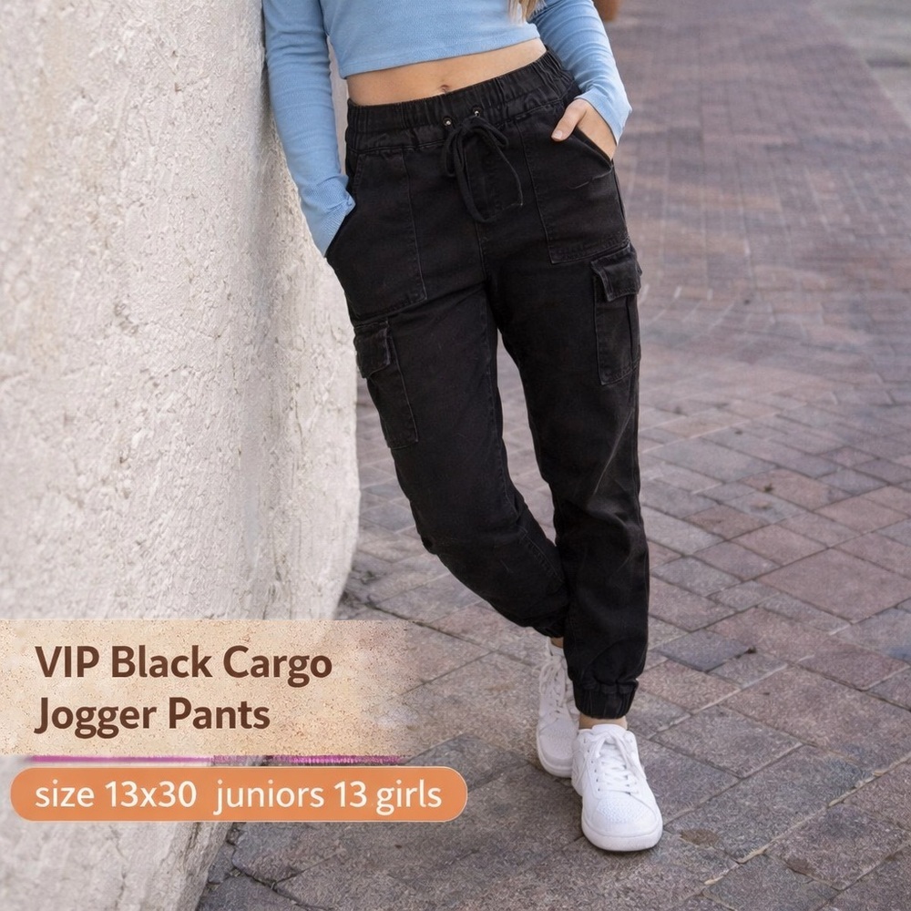 VIP Black Cargo Jogger Pants size 13x30 juniors 13